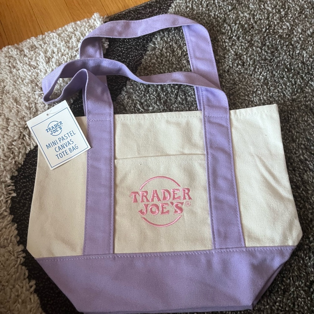 Trader Joe's Lavender and Cream Canvas Tote